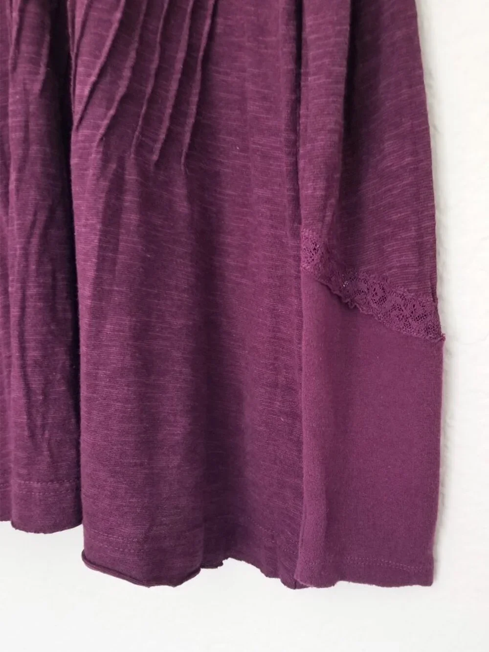 Free People New Hope Babydoll Long Sleeves Top S Eggplant Cutout Peasant Boho